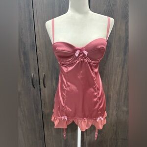 Victoria’s  Secret satin mesh sexy little things bustier/corset with garters